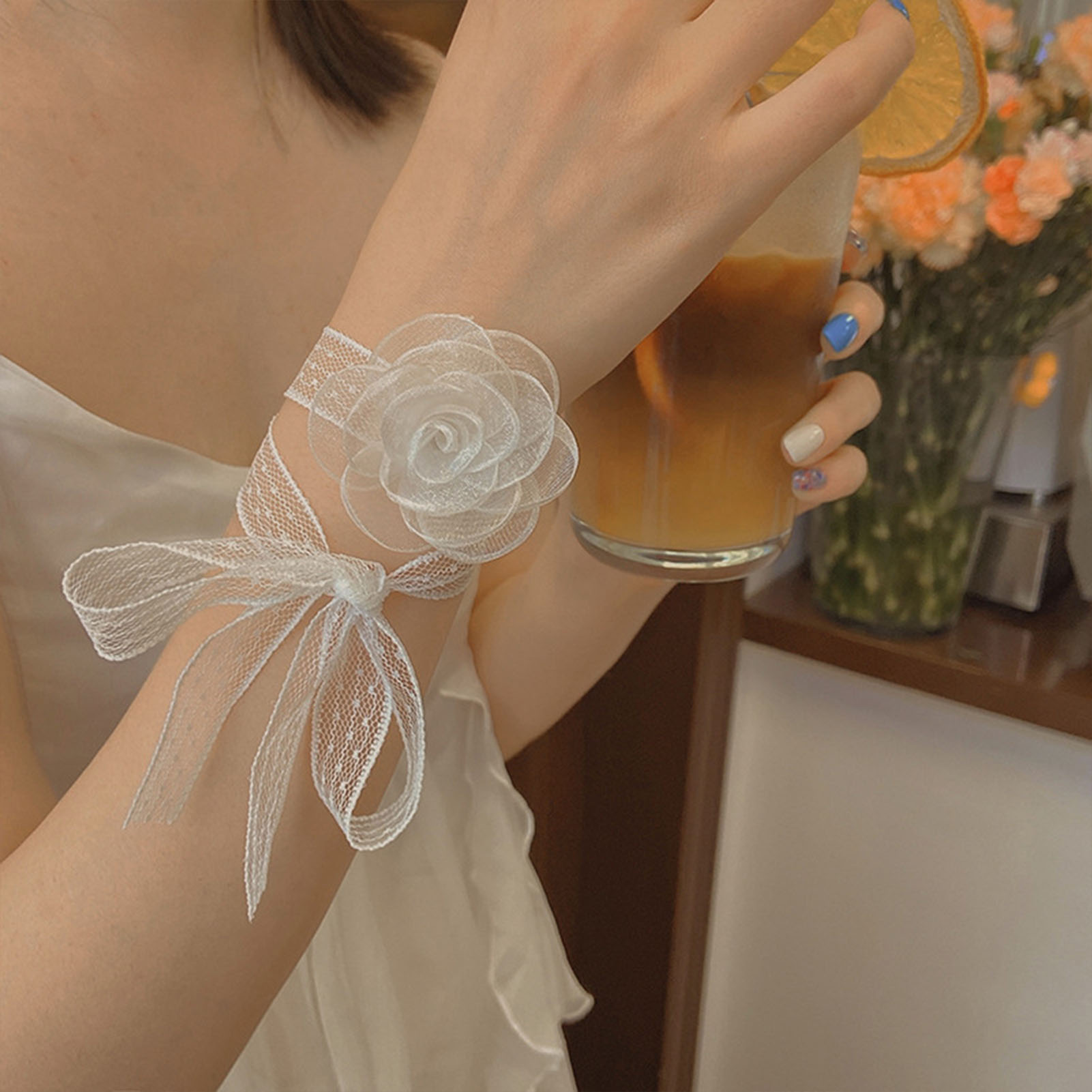Lace Ribbon Trim - Fascia per capelli con nastro in