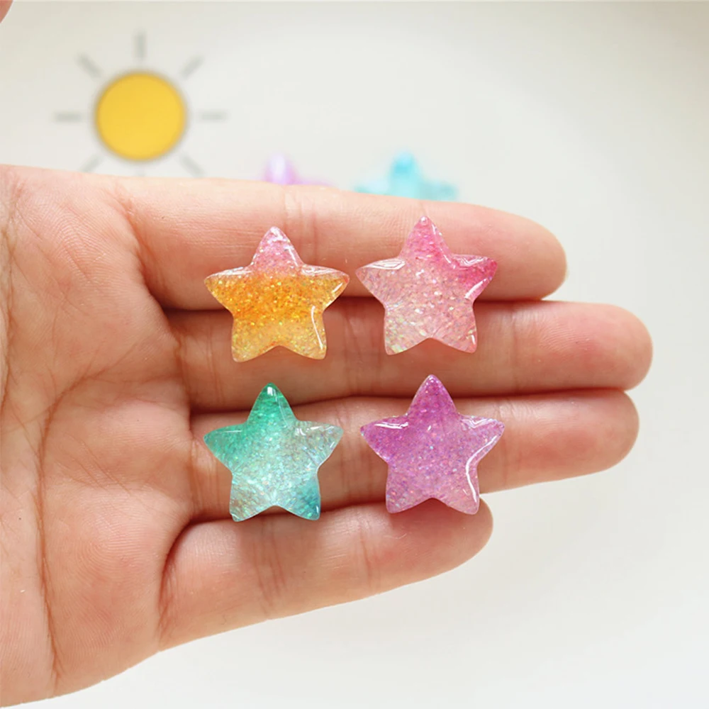 Christmas Craft Embellishment - 10PCS Gradient Star Series resina cabochon