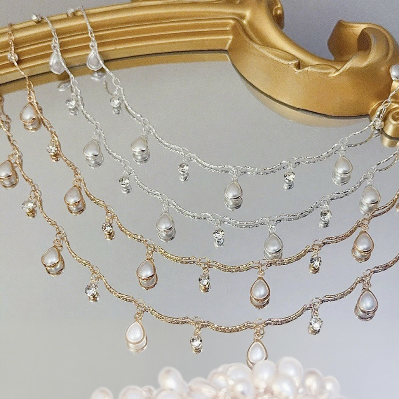 Pearl Trim Chain - 0.5/1/2M Squisito ciondolo bastone curvo con