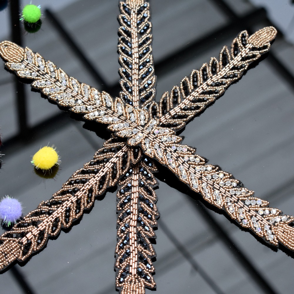 Beaded Trim Fringe - Lungo foglia foglie fatti a mano