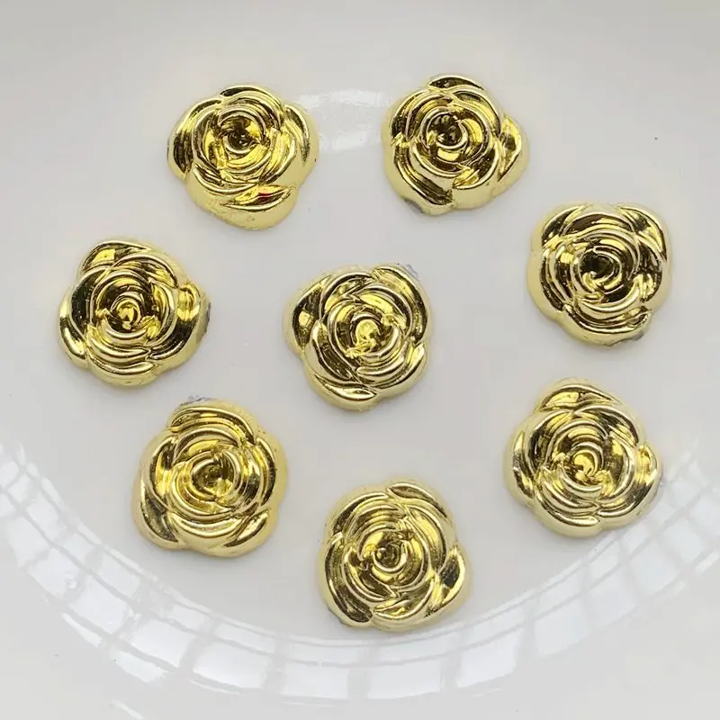 Embellishment Glue Craft - 40 pz 14mm Oro Rosa Fiori