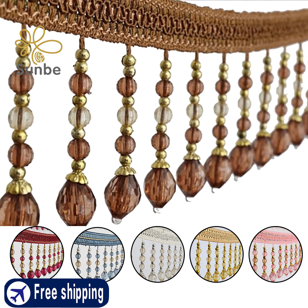 Beaded Trim Fringe - 12 metri intrecciati perline appese nappa