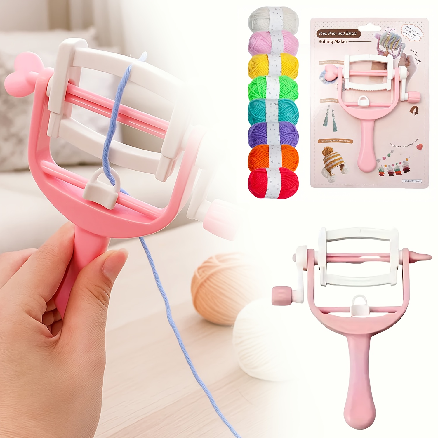 Pom Pom Maker Tool - Bobina di avvolgimento a manovella Palla