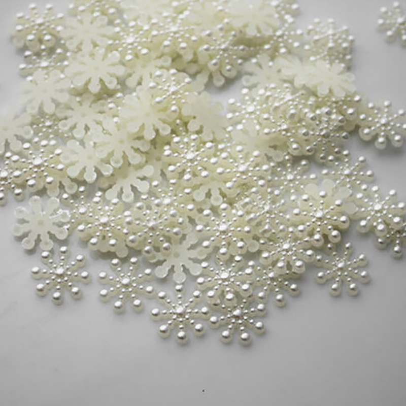 Christmas Craft Embellishment - 100 pz bianco perla resina fiocco