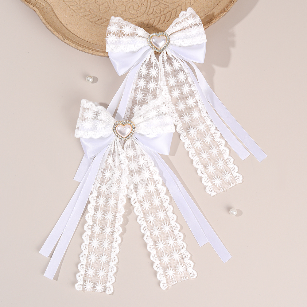 Lace Ribbon Trim - 2 fermagli per capelli con fiocco