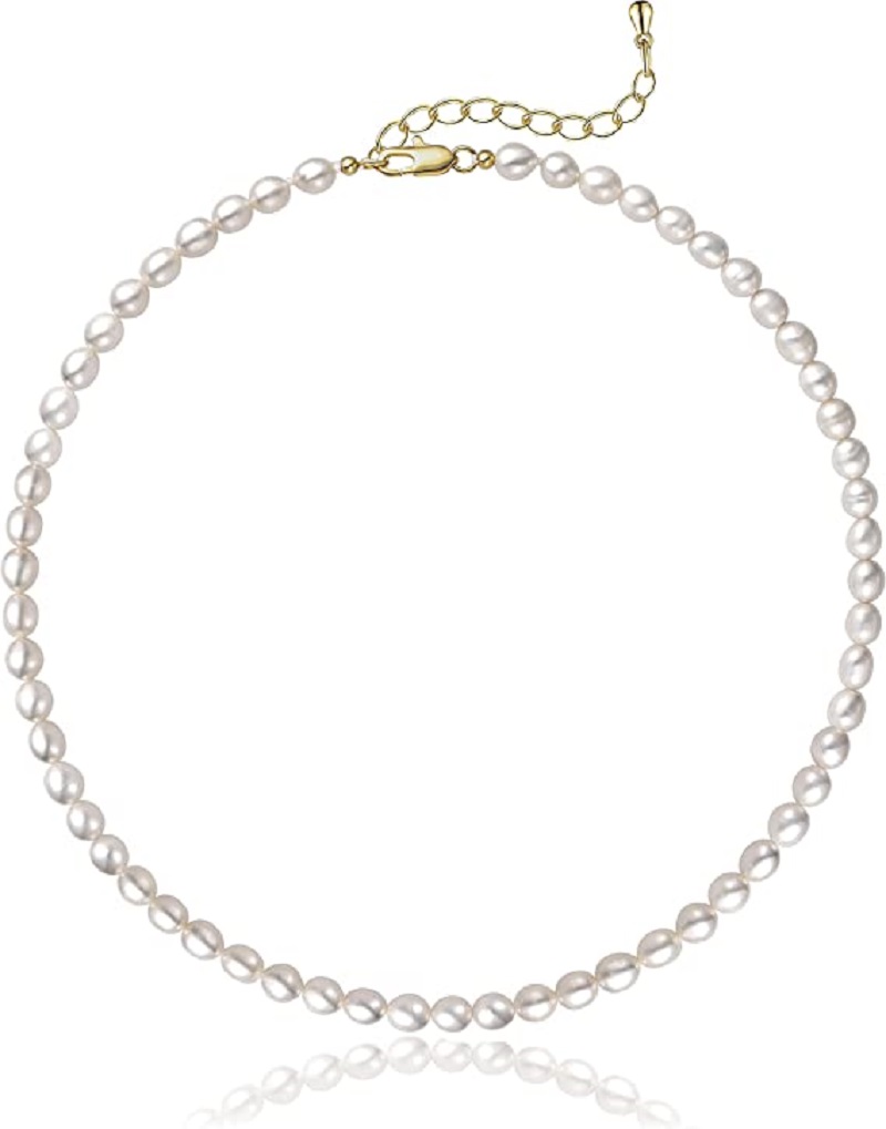 Pearl Trim Chain - Collana di perle 5-7mm Perle bianche