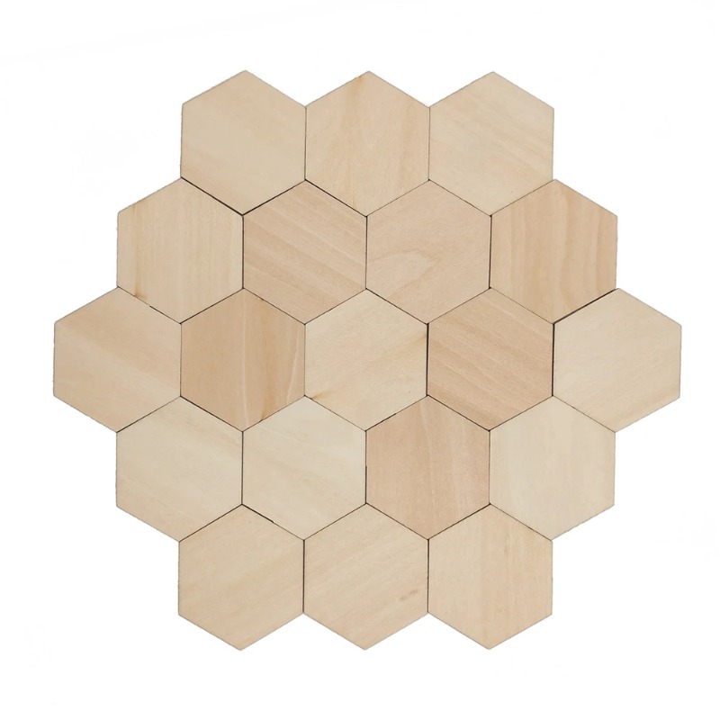 Christmas Craft Embellishment - 10-120mm Fette vuote esagonali in legno