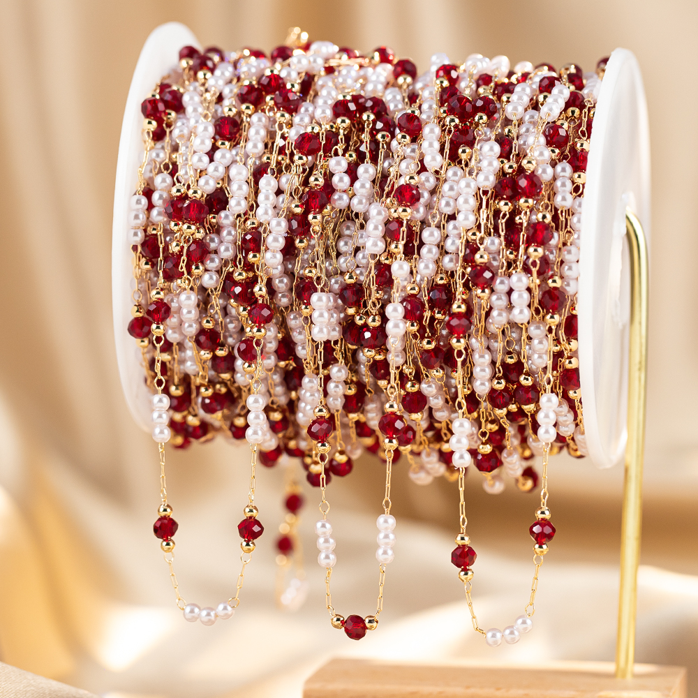 Pearl Trim Chain - 50 cm/100 cm Perla d'imitazione Catena