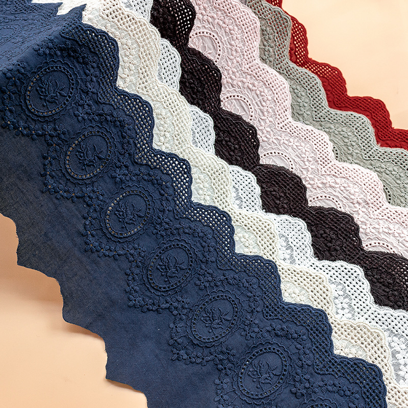 Lace Ribbon Trim - 2 metri di cotone colorato ricamato