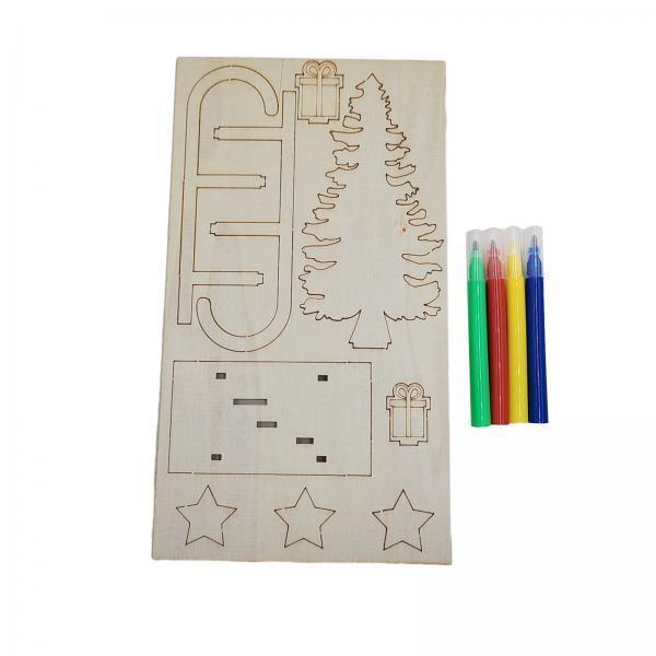 Christmas Craft Embellishment - 3x Slitta di Natale in Legno