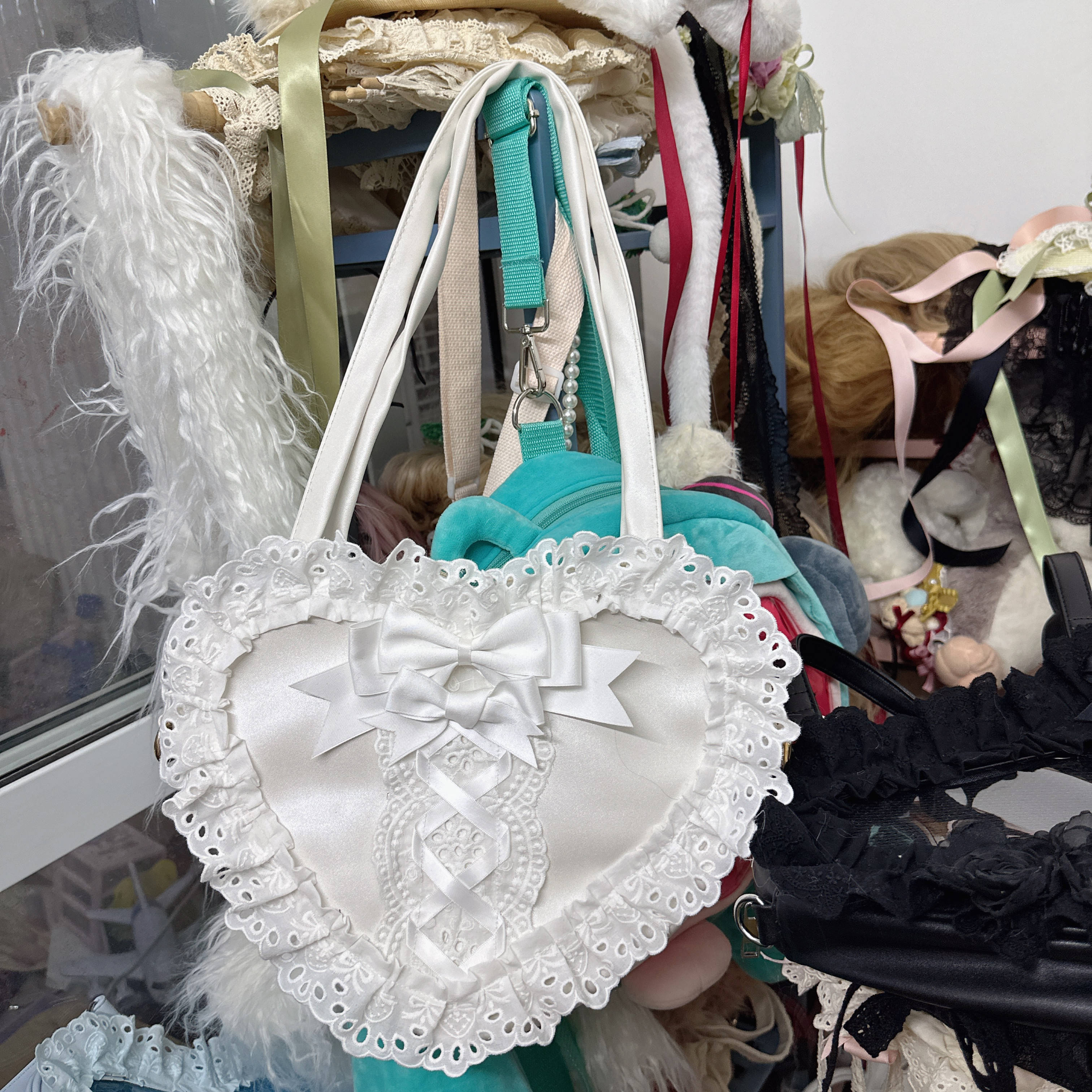 Borsa da donna a forma di cuor - Lace Ribbon Trim recensione e prezzo